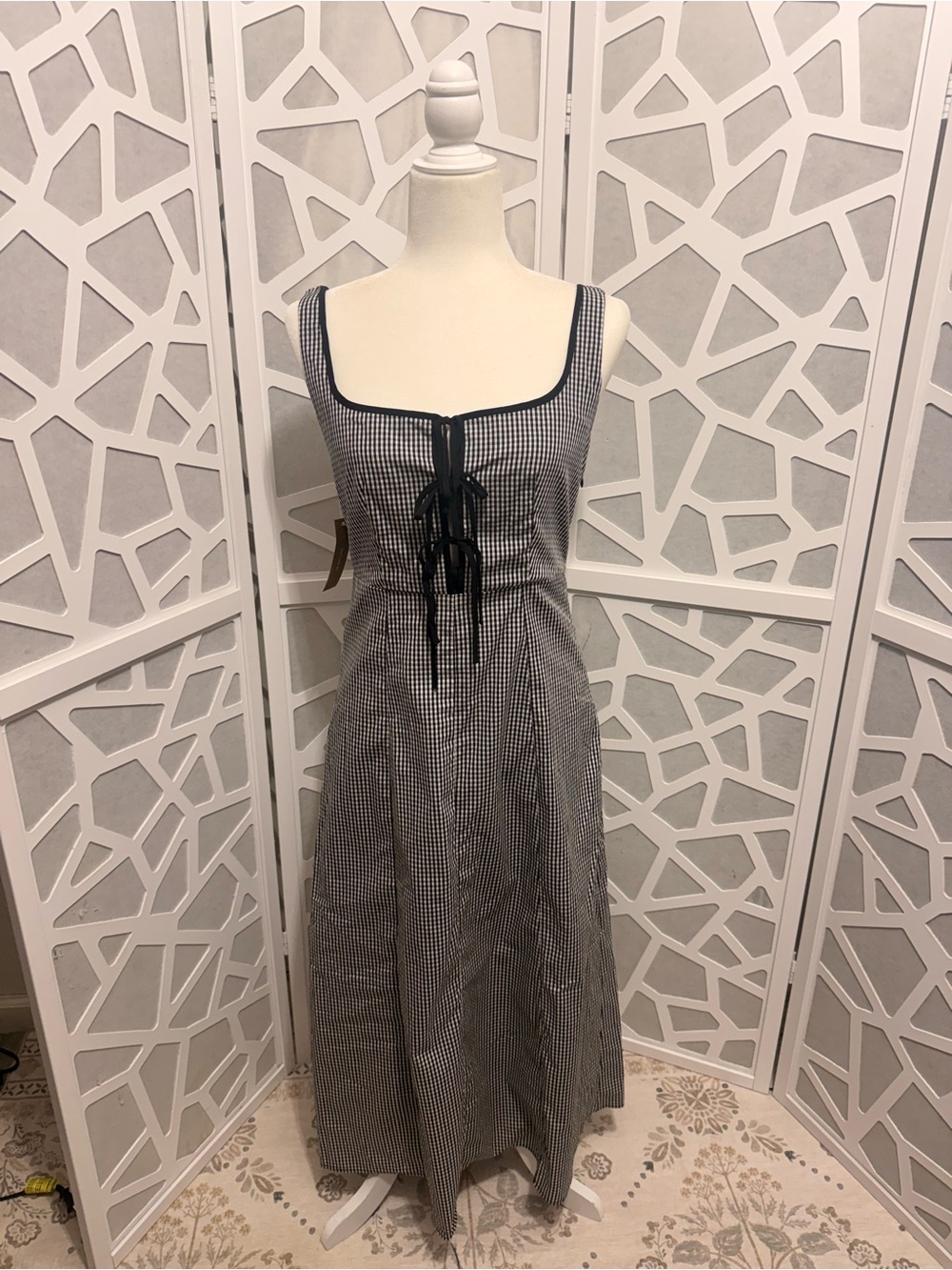 O.P.T. Black & White Gingham Midi Dress – Size 4